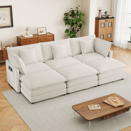 Modern Modular Sectional Sofa With Side Storage Pockets For Living Room