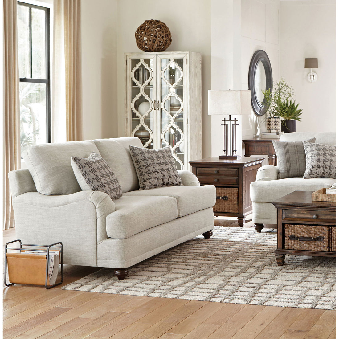 Brewster - Upholstered Loveseat With English Arms - Light Gray