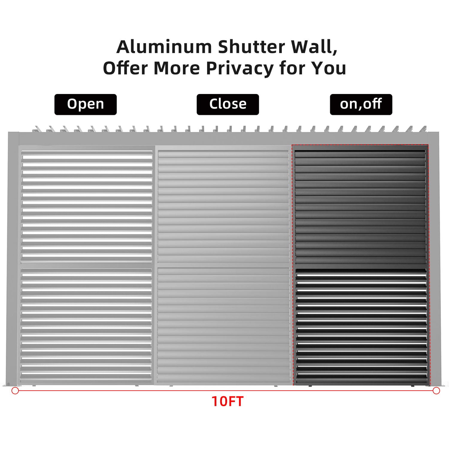 Louver Grille 1 / 3 10Ft Frame &amp; Louvers - Black