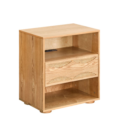 Nightstand With USB Ports &amp; Outlet Hole, End Table With Drawer