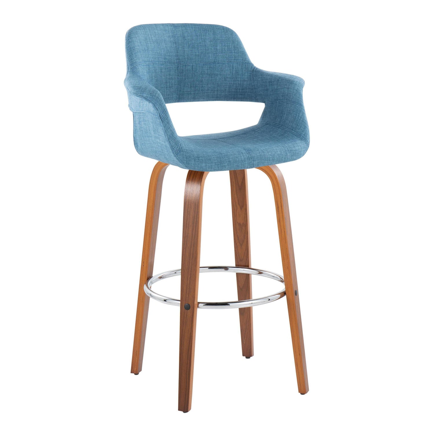 Vintage Flair - Mid Century Modern Fixed Height Barstool With Swivel &amp; Round Footrest (Set of 2)