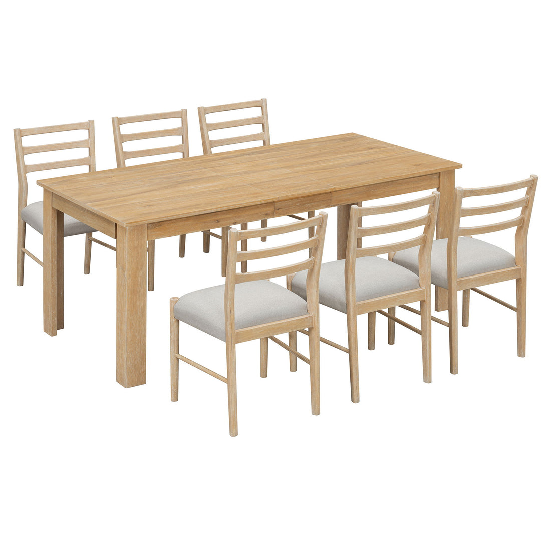 7 Piece Dining Set With Extendable Table, 2 Drawers &amp; 6 Upholstered Chairs
