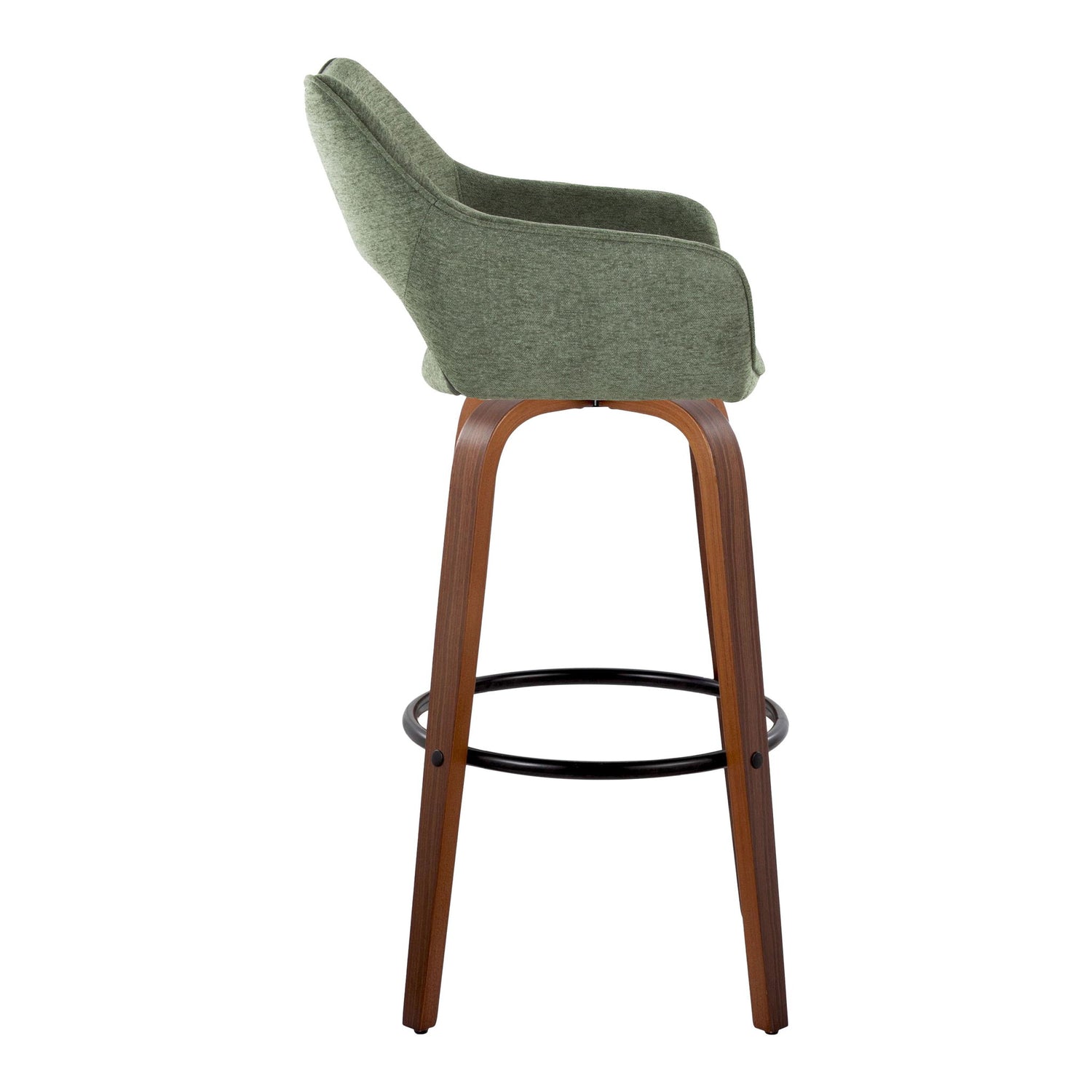 Mustang - Contemporary Fixed Height Barstool With Swivel &amp; Round Footrest (Set of 2)