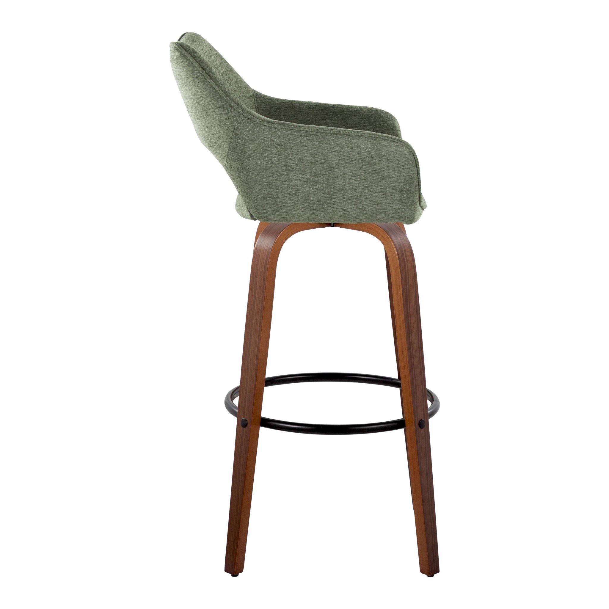 Mustang - Contemporary Fixed Height Barstool With Swivel &amp; Round Footrest (Set of 2)