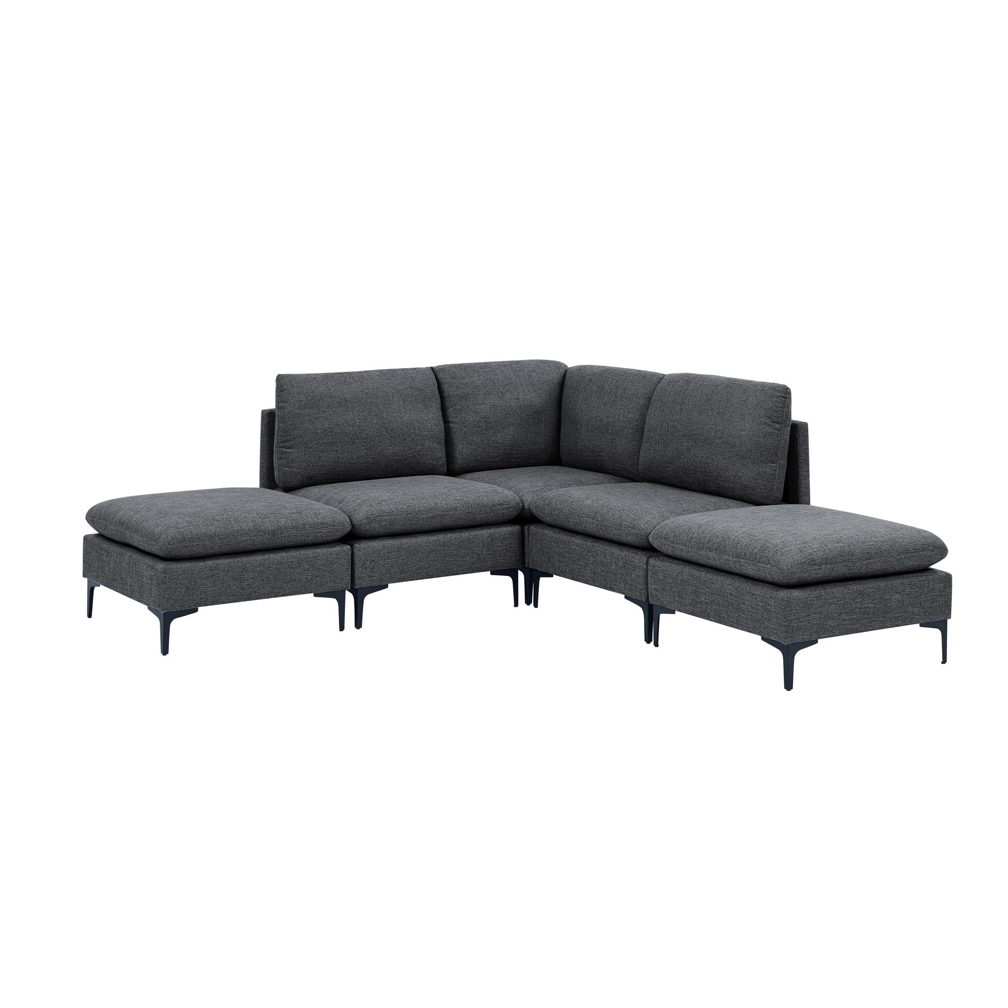 Upholstered Modular Sectional With Tall Legs, Medium Firm Seat