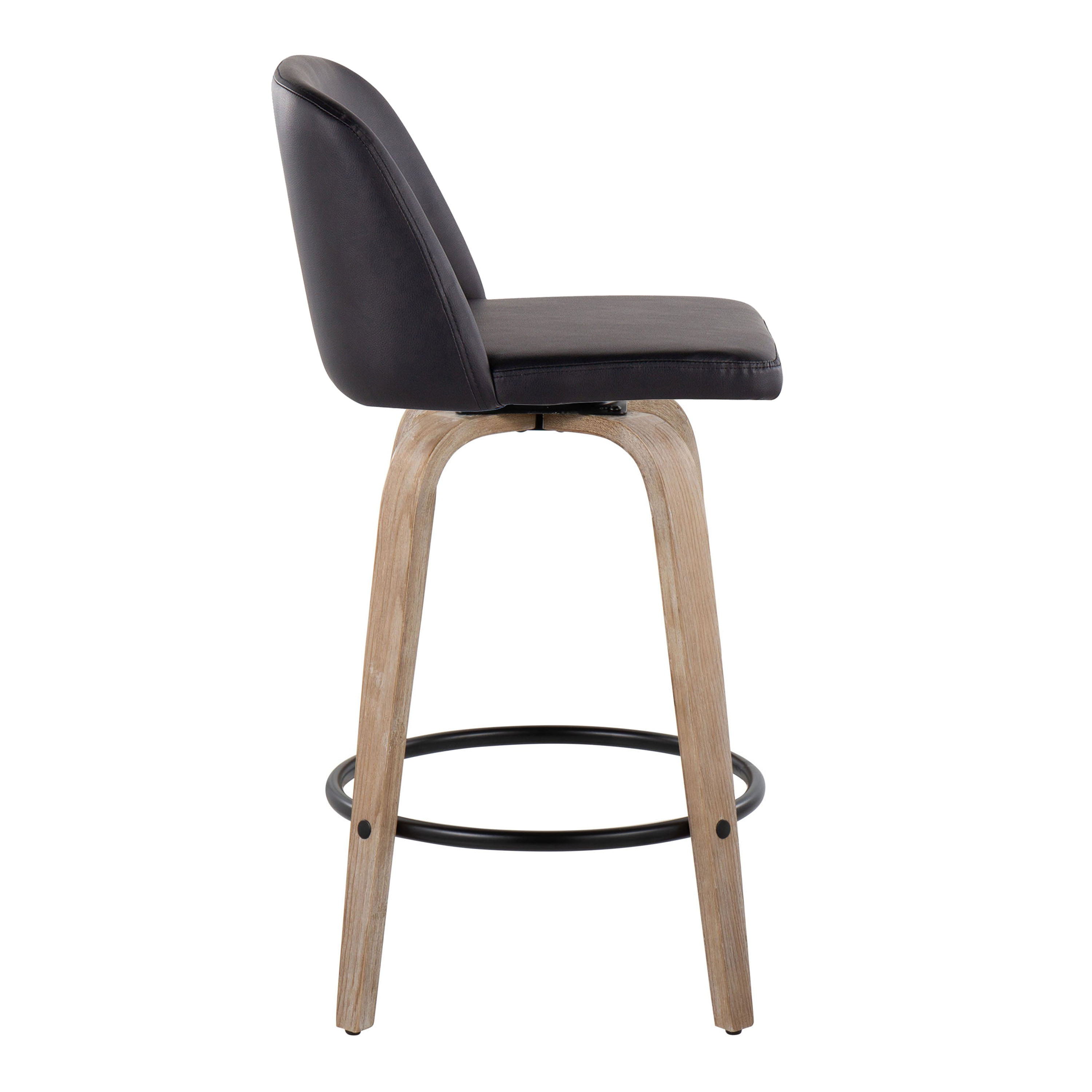 Toriano - Contemporary Fixed-Height Counter Stool &amp; Swivel With Round Footrest (Set of 2)