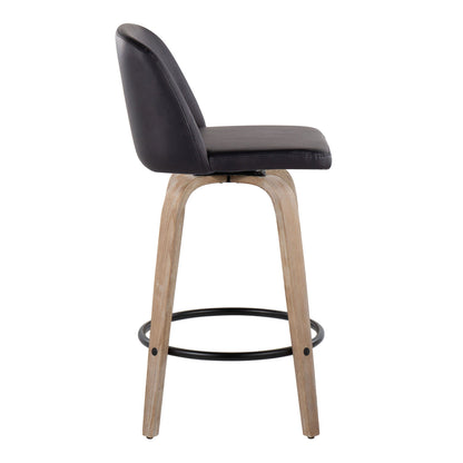 Toriano - Contemporary Fixed-Height Counter Stool &amp; Swivel With Round Footrest (Set of 2)