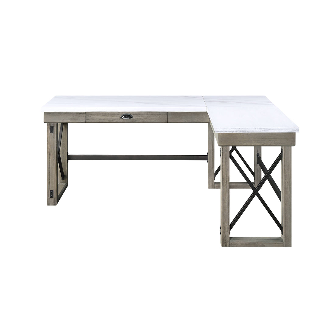 Talmar - Marble Top &amp; Rustic Writing Desk With Lift Top - Oak