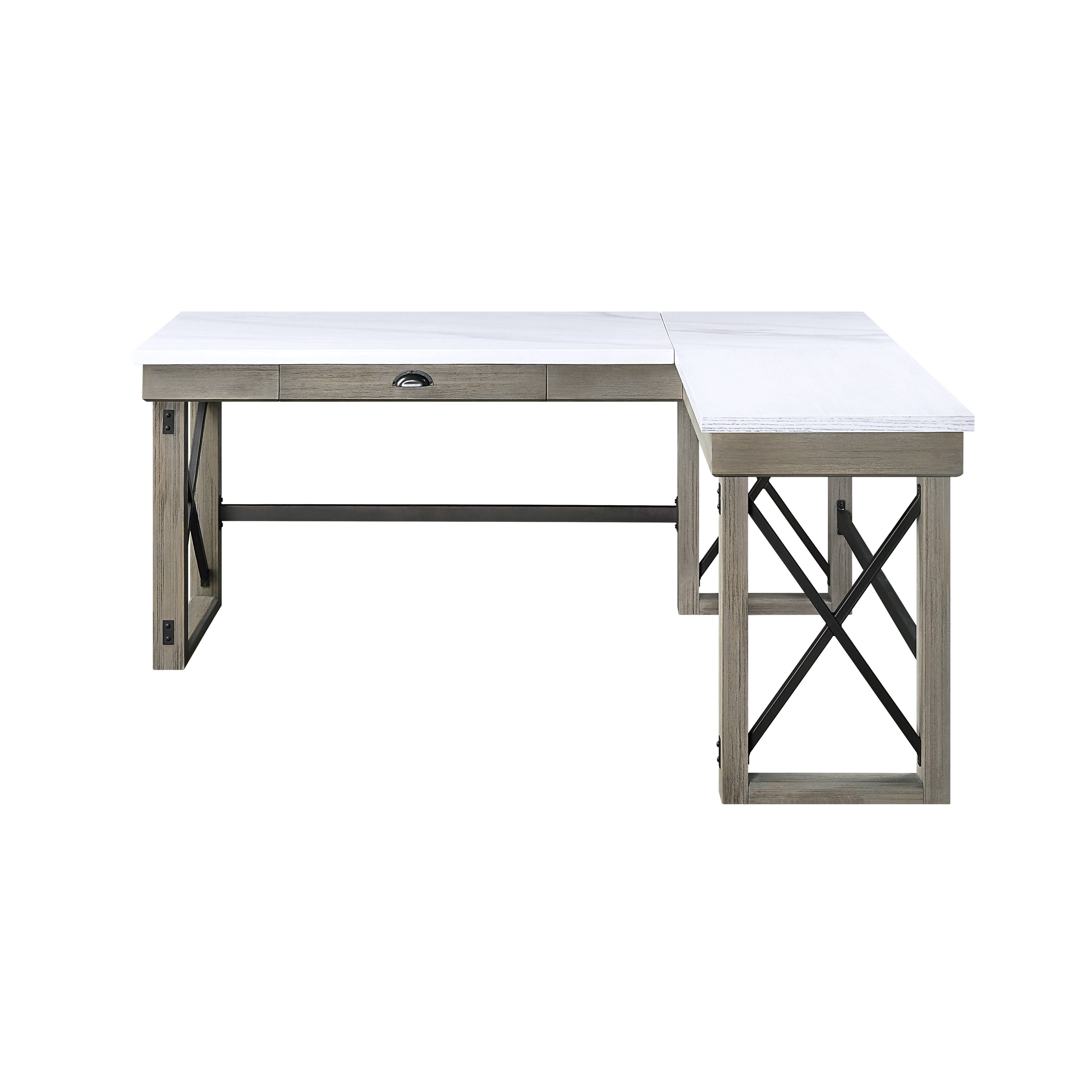 Talmar - Marble Top &amp; Rustic Writing Desk With Lift Top - Oak