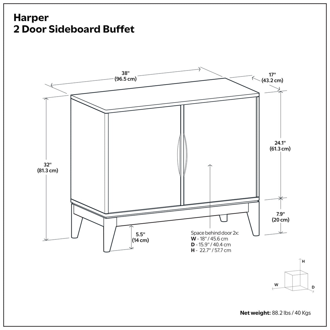 Harper - 2 Door Sideboard Buffet - Walnut Brown