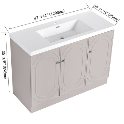 Contemporary Freestanding Bathroom Vanity With Resin Sink &amp; Soft-Close Cabinet Doors