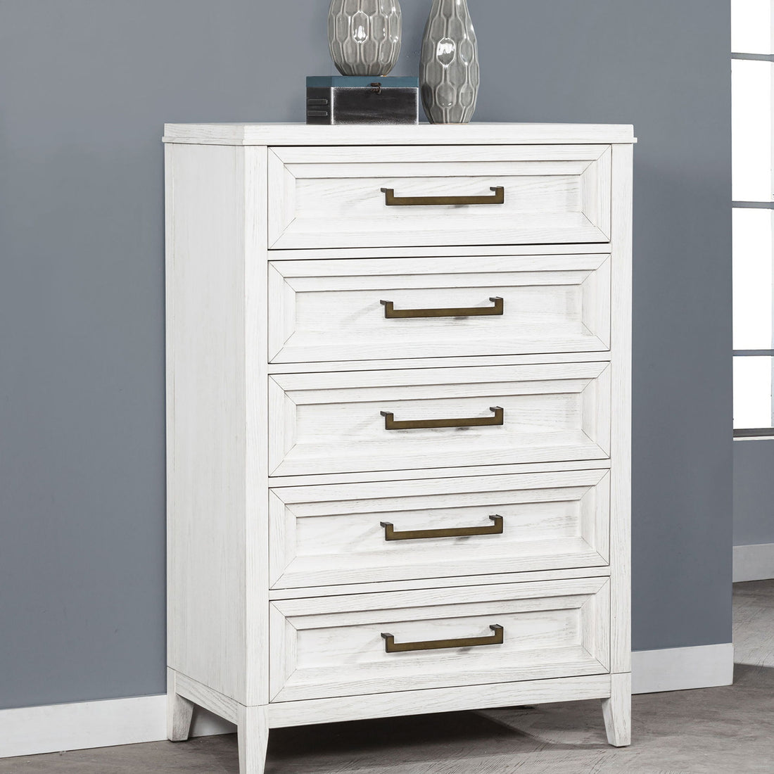 Inverness - 5 Drawer Bedroom Chest - White