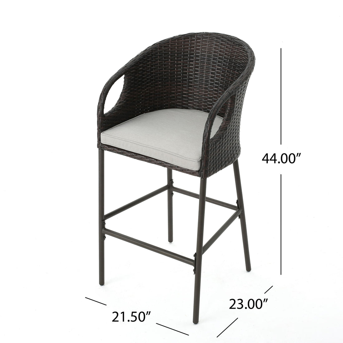 Outdoor 31&quot; Rattan Barstools With Waterproof Cushions (Set of 2) - Multi Brown