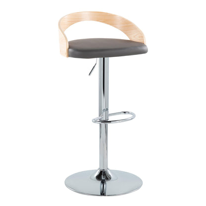 Grotto - Mid Century Modern Adjustable Height Barstool &amp; Swivel With Oval Footrest (Set of 2)