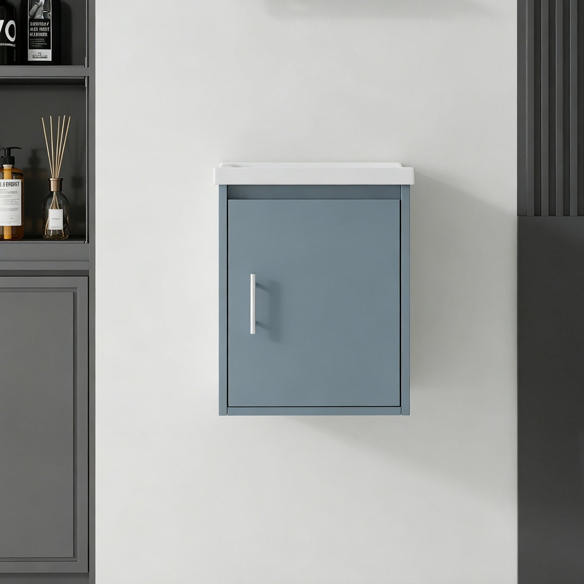 Floating Bathroom Vanity Combo, Wall Mounted Cabinet With Sink &amp; Soft Close Doors For Small Bathrooms