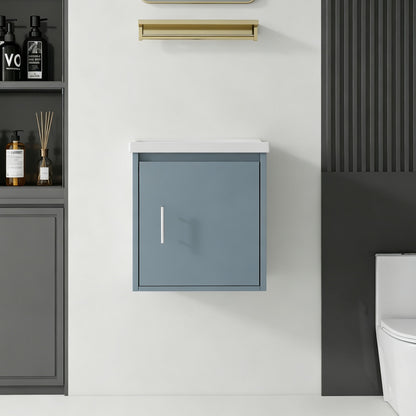 Floating Bathroom Vanity Combo, Wall Mounted Cabinet With Sink &amp; Soft Close Doors For Small Bathrooms
