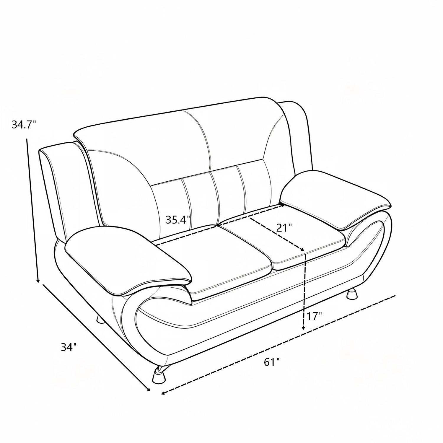 3 Piece Sofa Set, Upholstered Living Room Furniture - Camel