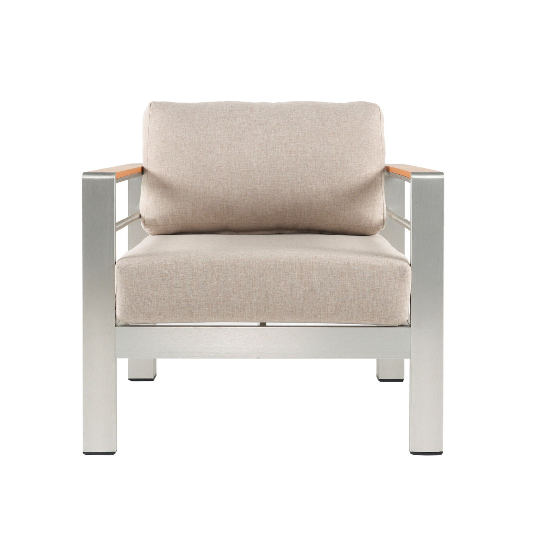 Cora - Outdoor Aluminum Club Chair - Silver / Beige