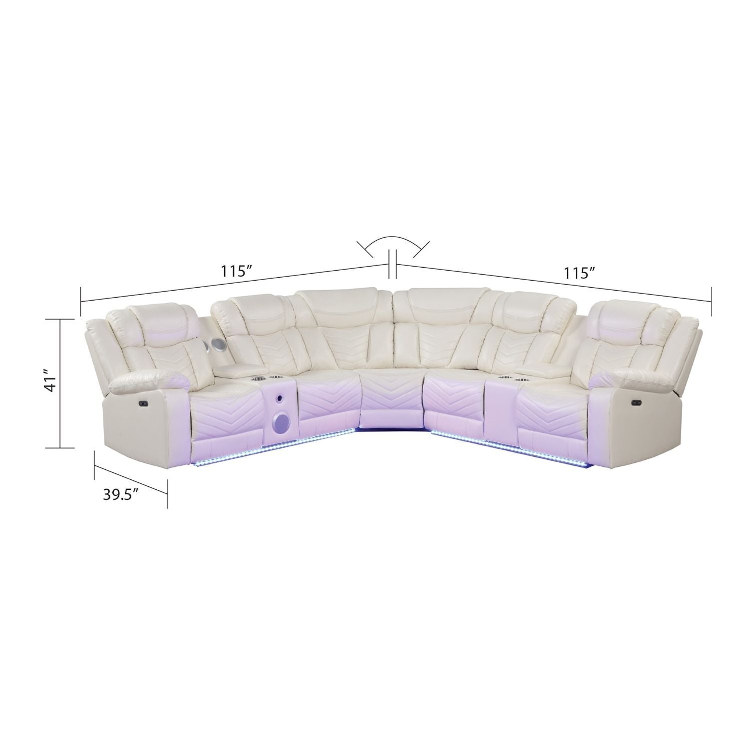 Challenger - Recliner Sectional Sofa, Built In USB, C Ports &amp; Bluetooth