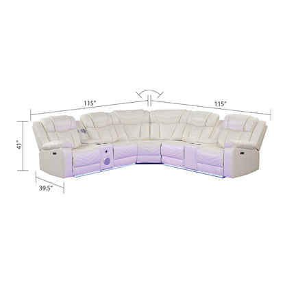 Challenger - Recliner Sectional Sofa, Built In USB, C Ports &amp; Bluetooth