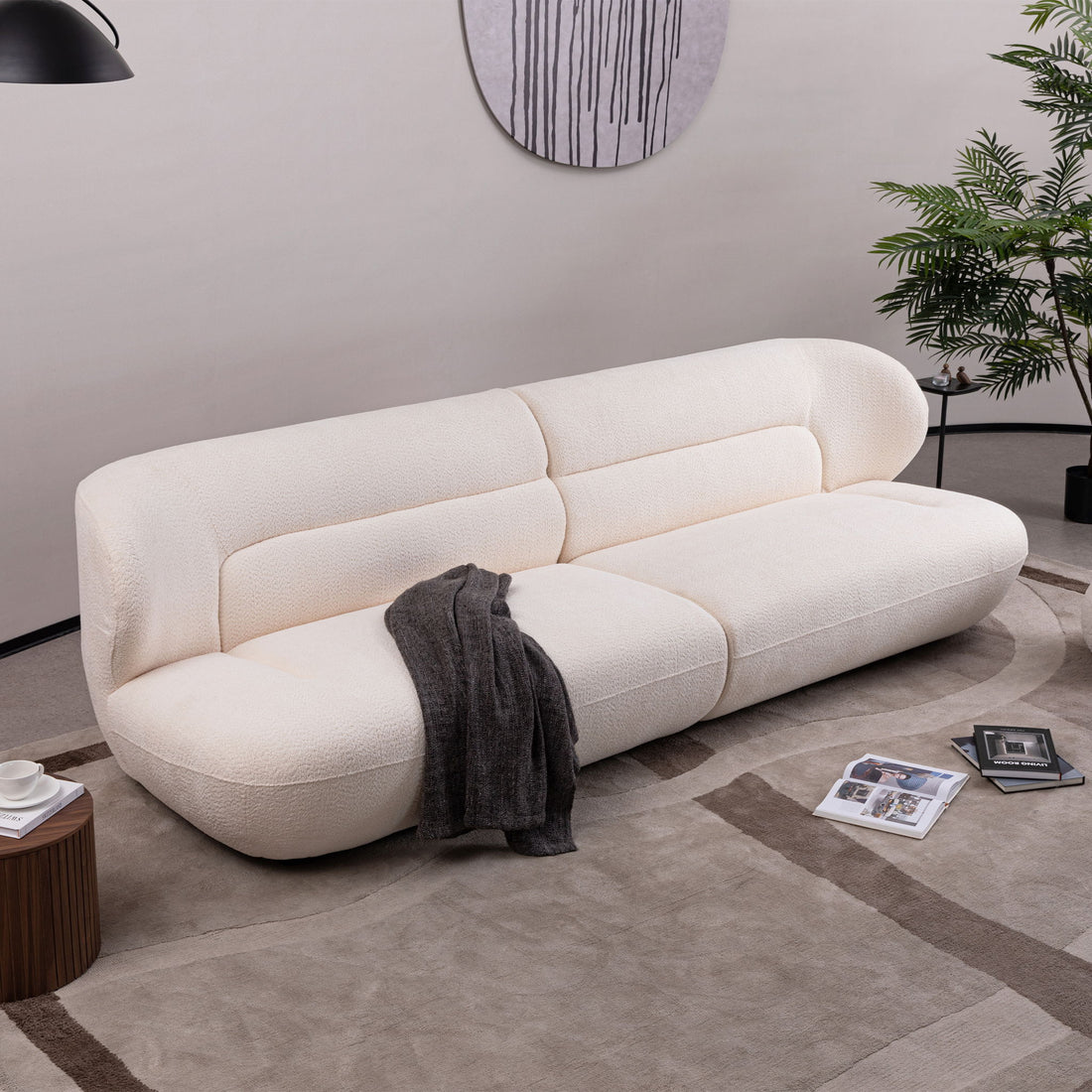 Modern Fashion Yp40116W Circular Curve Design Sofa, 4 Seater For Office &amp; Bedroom - White