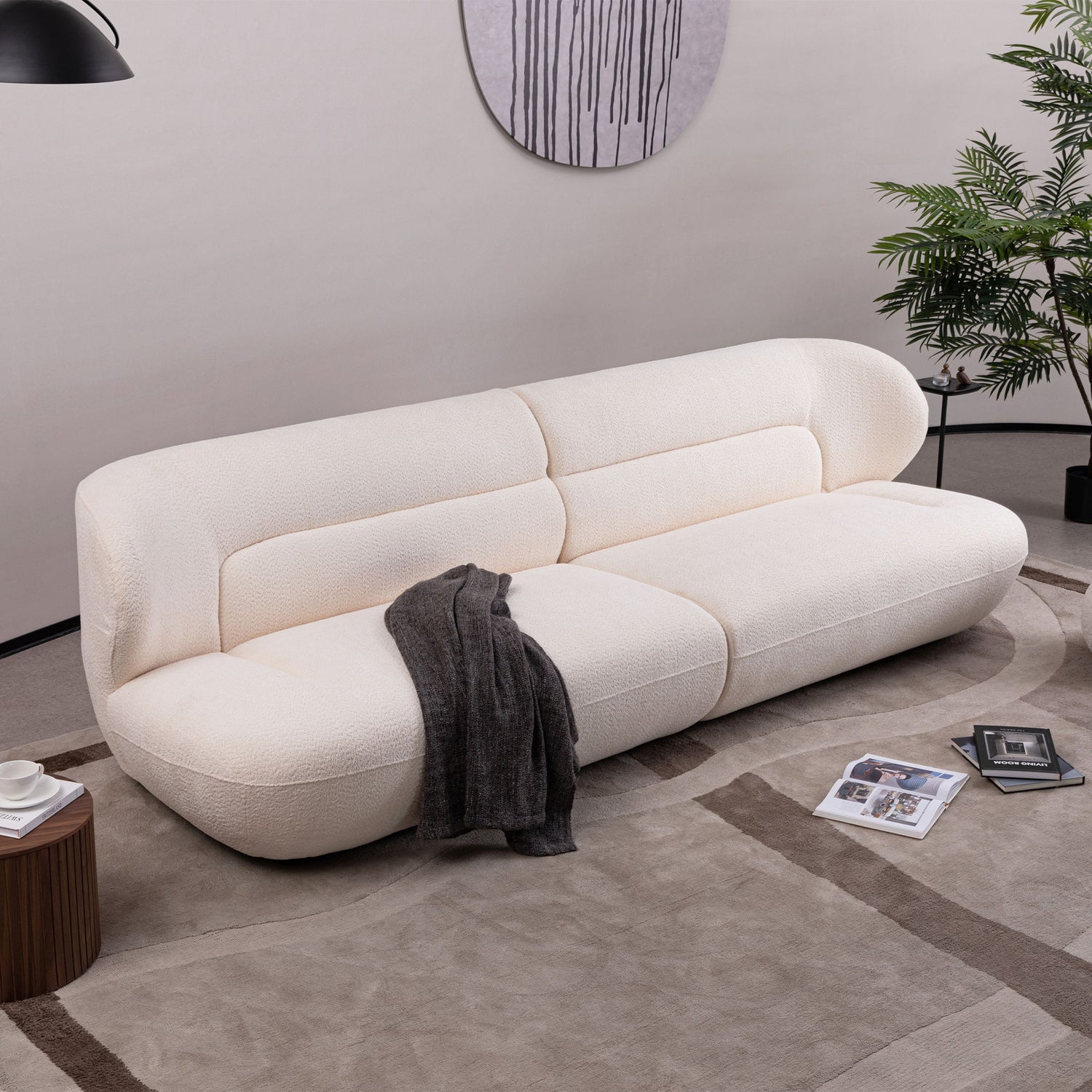 Modern Fashion Yp40116W Circular Curve Design Sofa, 4 Seater For Office &amp; Bedroom - White