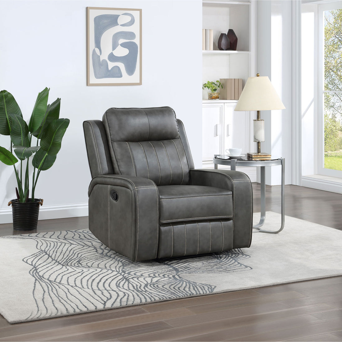 Forrest - Recliner Chair With Tufted Upholstery - Gray
