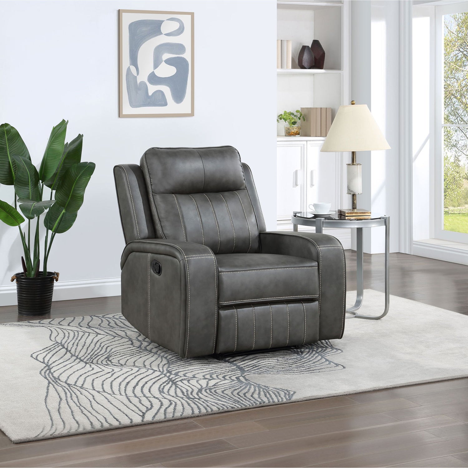 Forrest - Recliner Chair With Tufted Upholstery - Gray