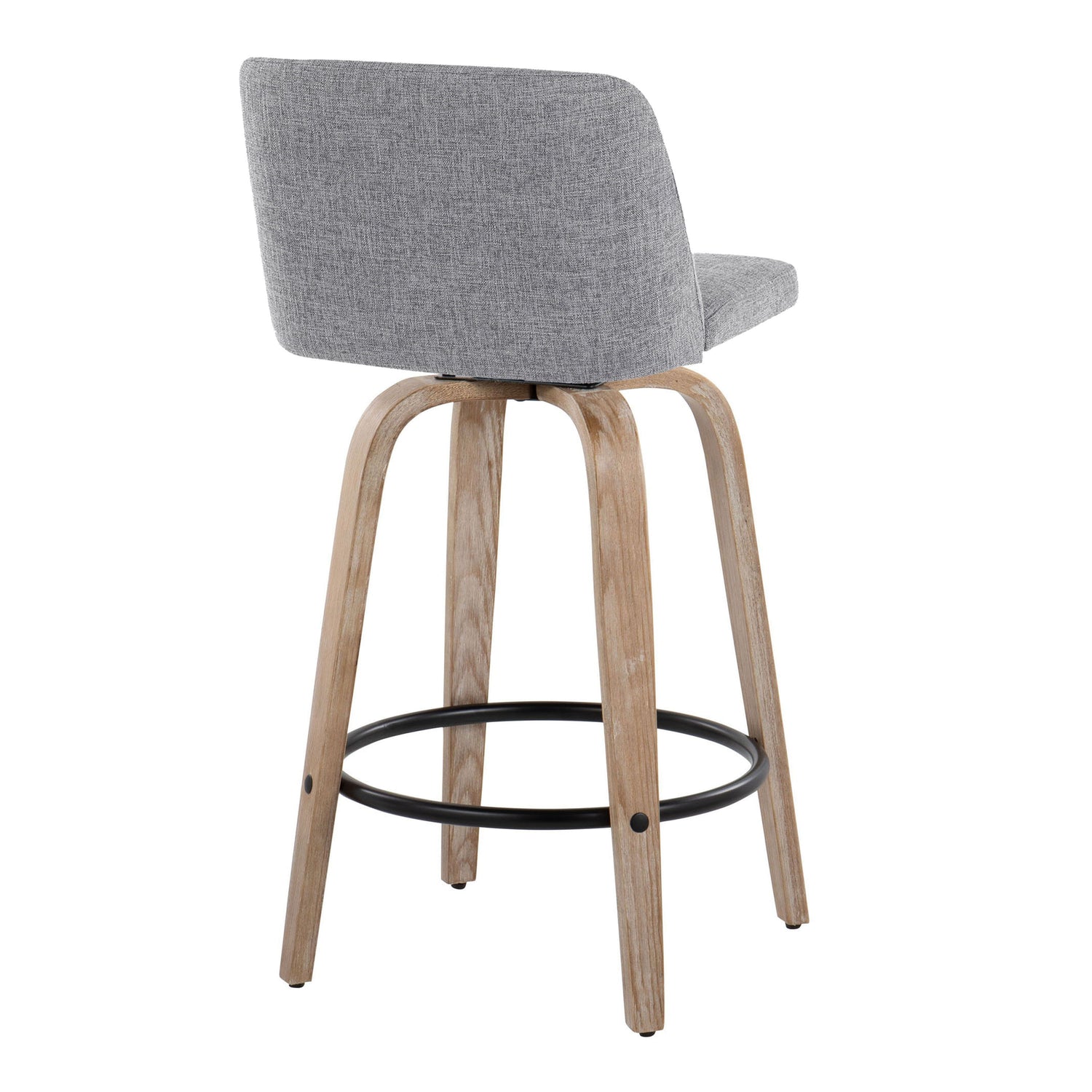 Toriano - Contemporary Fixed-Height Counter Stool &amp; Swivel With Round Footrest (Set of 2)