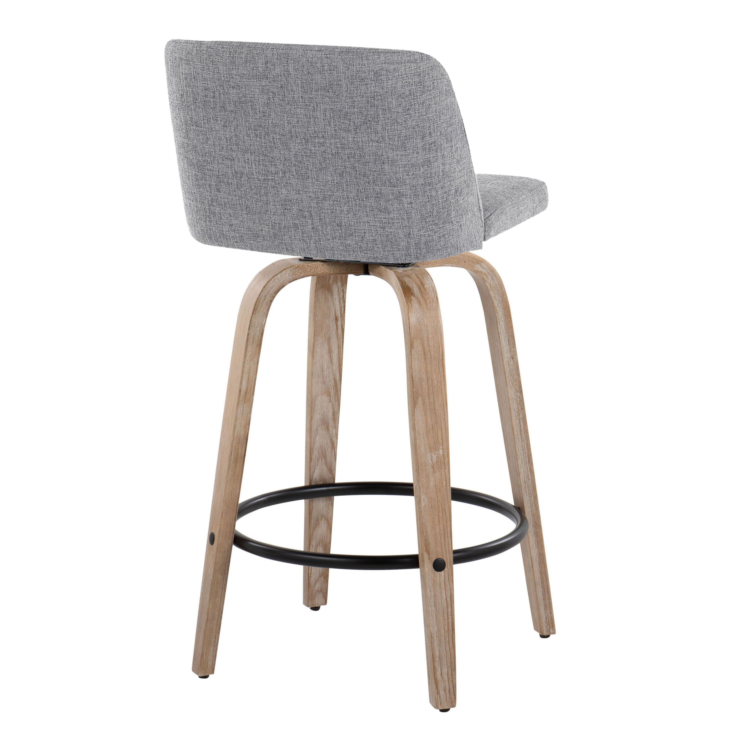 Toriano - Contemporary Fixed-Height Counter Stool &amp; Swivel With Round Footrest (Set of 2)