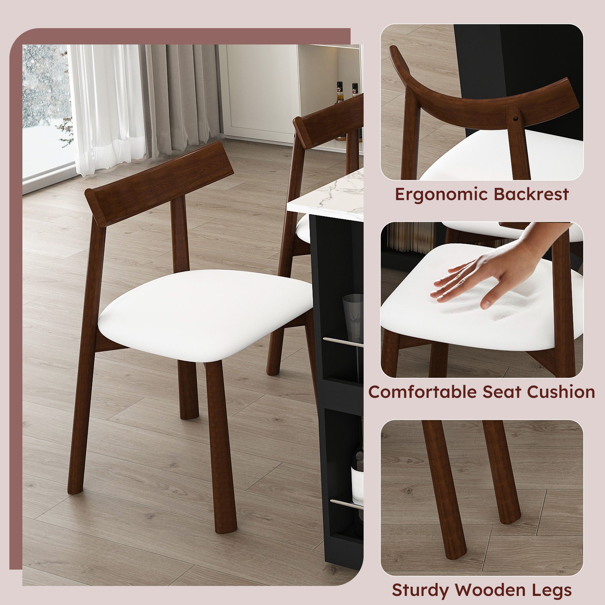 Retro Kitchen Island Set With Chairs, Extendable &amp; Rotating Table, 4 Drawers &amp; Door Cabinets