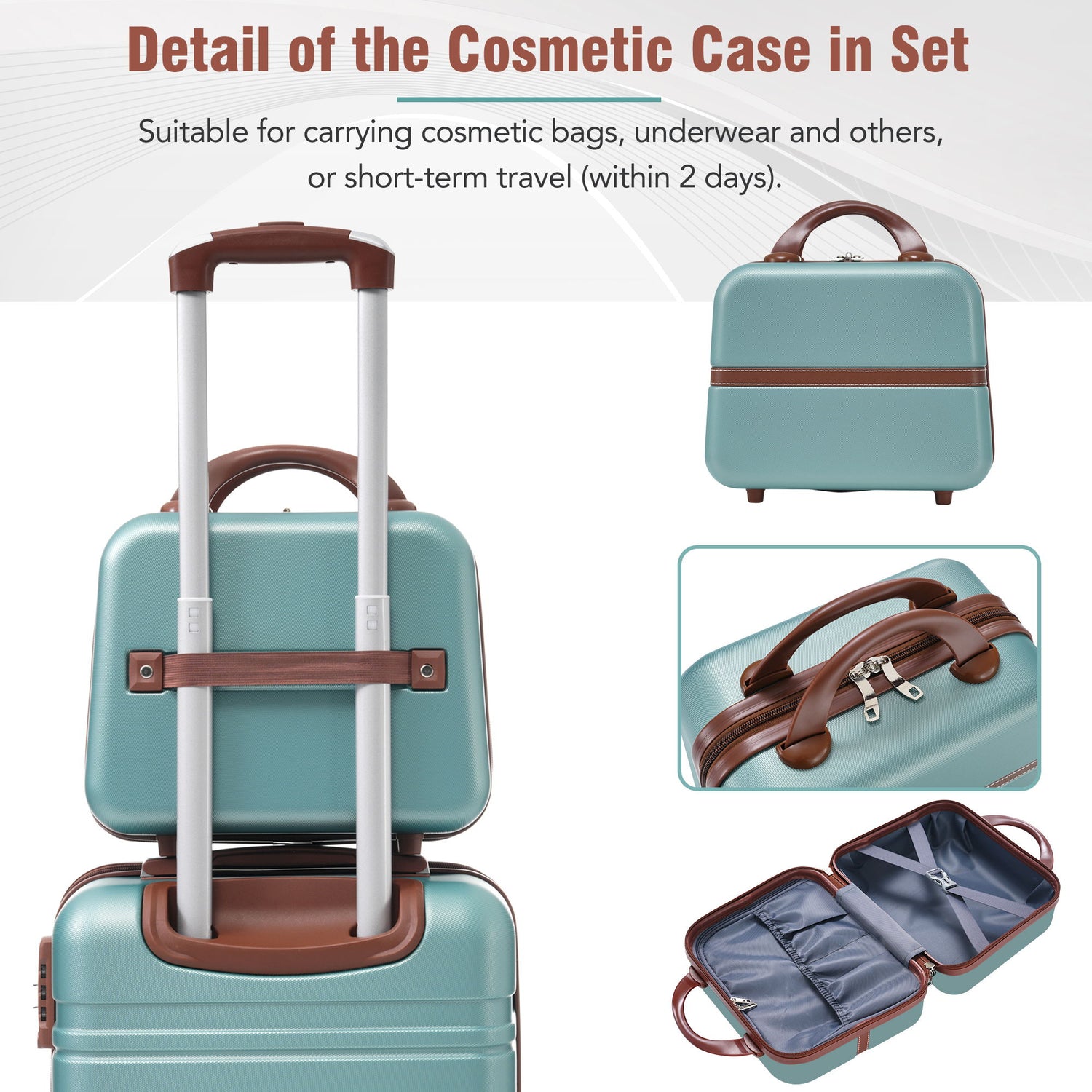 Hardshell Luggage Sets 3 Pieces 20&quot; / 28&quot; Luggages And Cosmetic Case Spinner Suitcase With Tsa Lock Lightweight