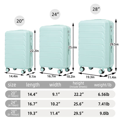 3 Pieces Set 20&quot; / 24&quot; / 28&quot; Spinner Wheel Luggage With Combination Lock