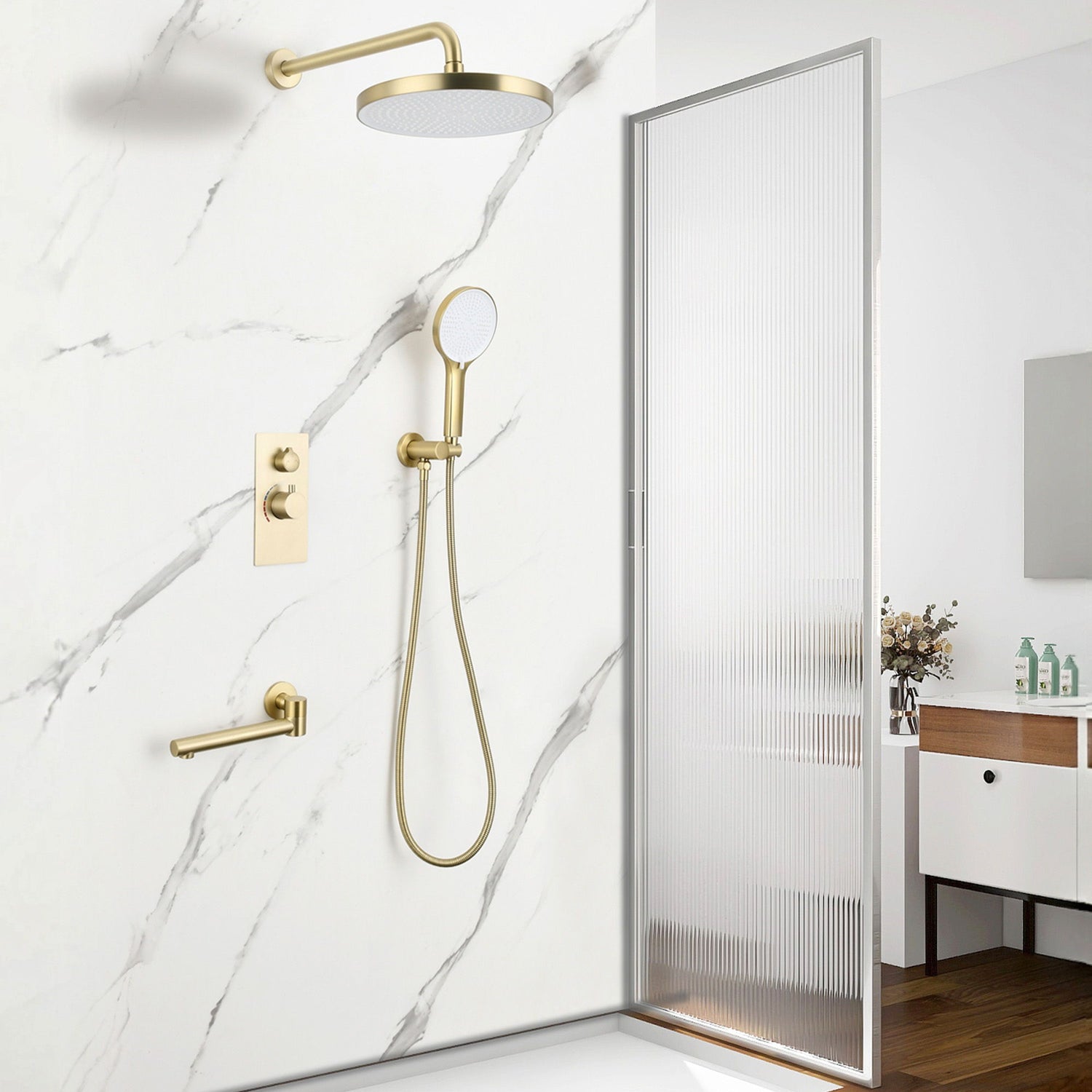 10&quot; Shower System Set With Control Valve And Overhead Shower