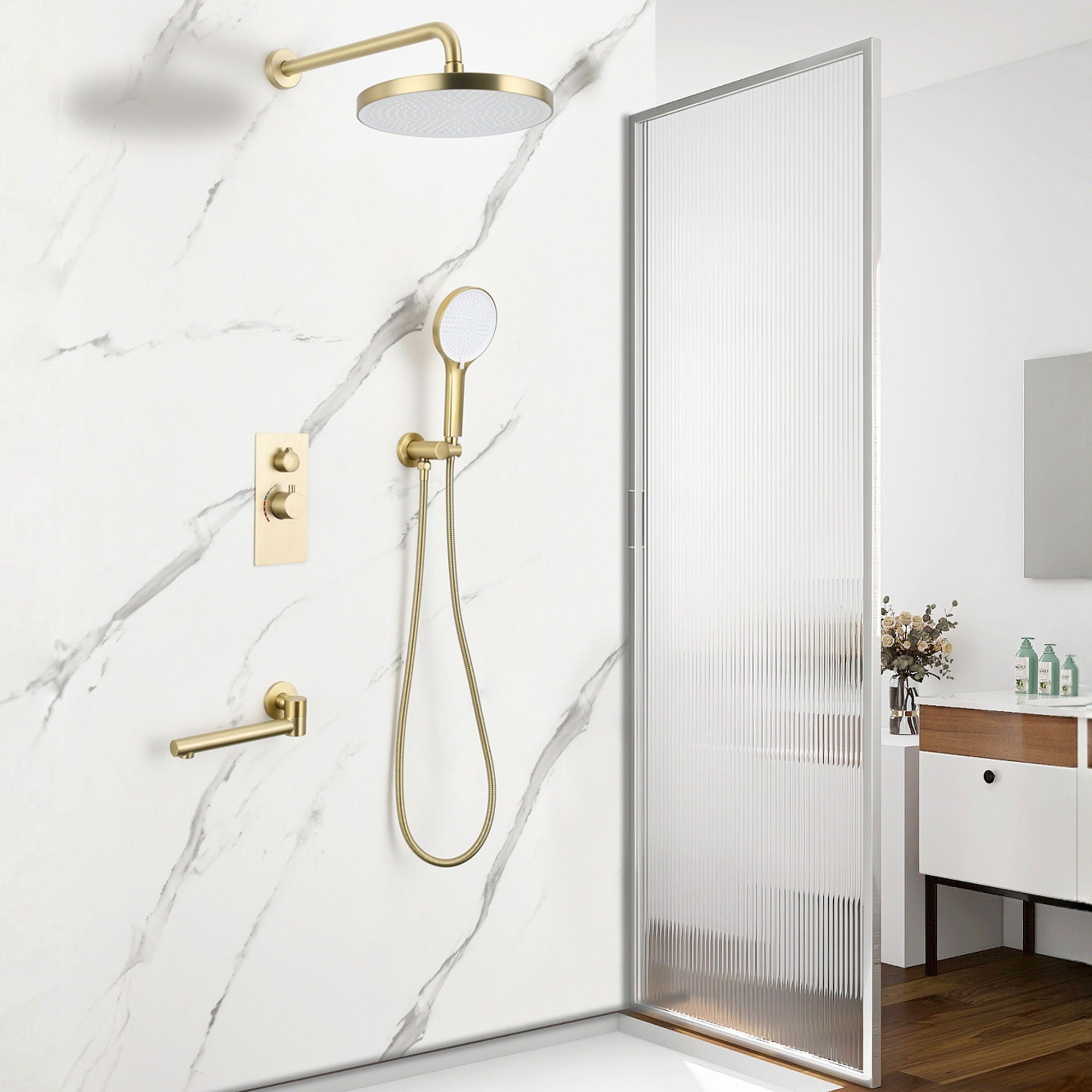 10&quot; Shower System Set With Control Valve And Overhead Shower