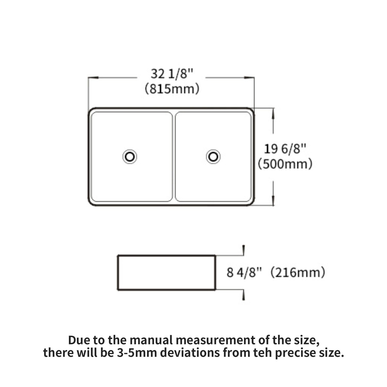 Double Bowl Apron Front Kitchen Sink 32&quot;, Sturdy And With Scratch Resistant - White