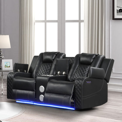 Benz - Power Reclining Loveseat &amp; LED Lighting And Built In USB