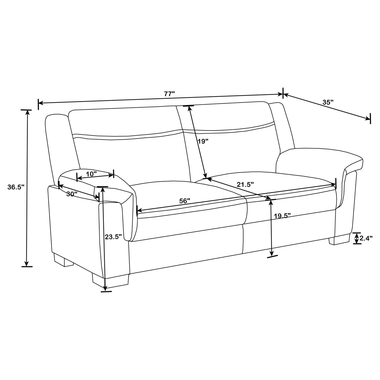 Borden - 2 Piece Living Room Set With Smooth Upholstery - Gray