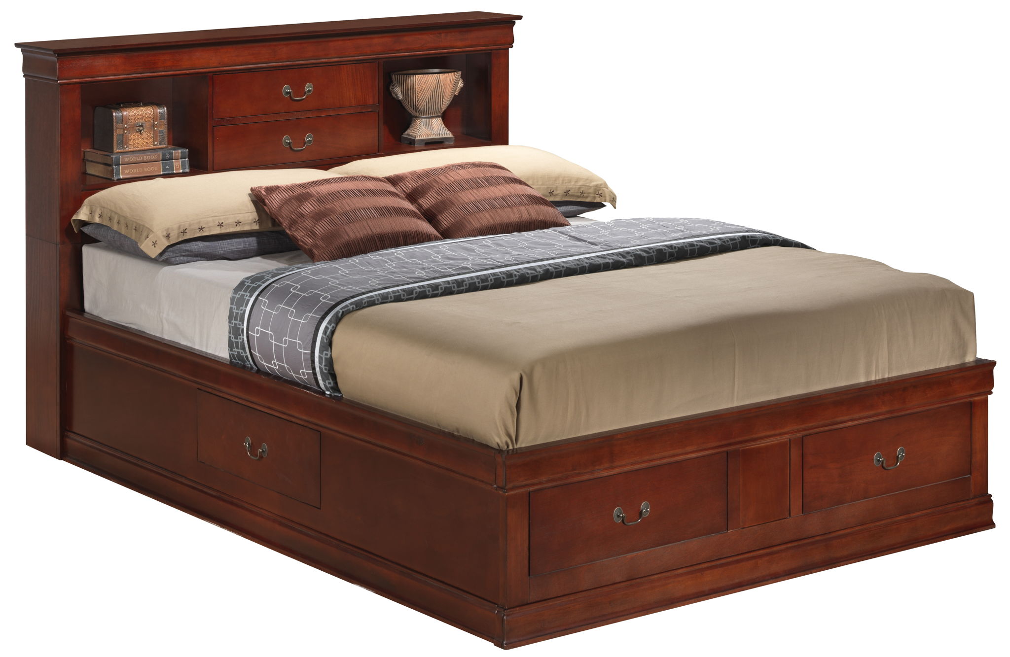 Louis Phillipe - King Charming Storage Bed - Cherry