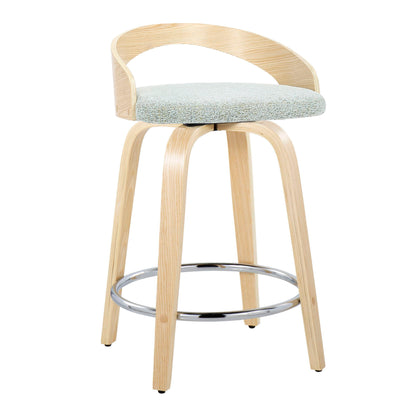 Grotto - Contemporary Fixed Height Counter Stool &amp; Swivel, Round Footrest (Set of 2)