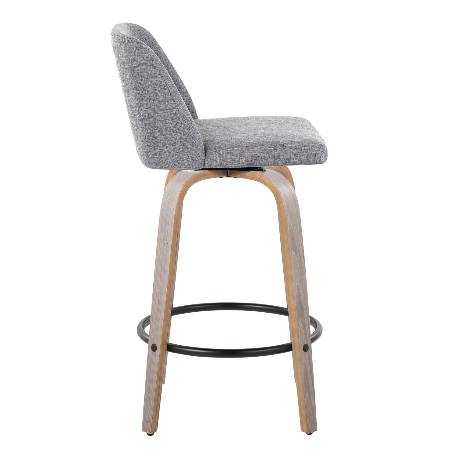 Toriano - Contemporary Fixed Height Counter Stool With Swivel &amp; Round Footrest (Set of 2)