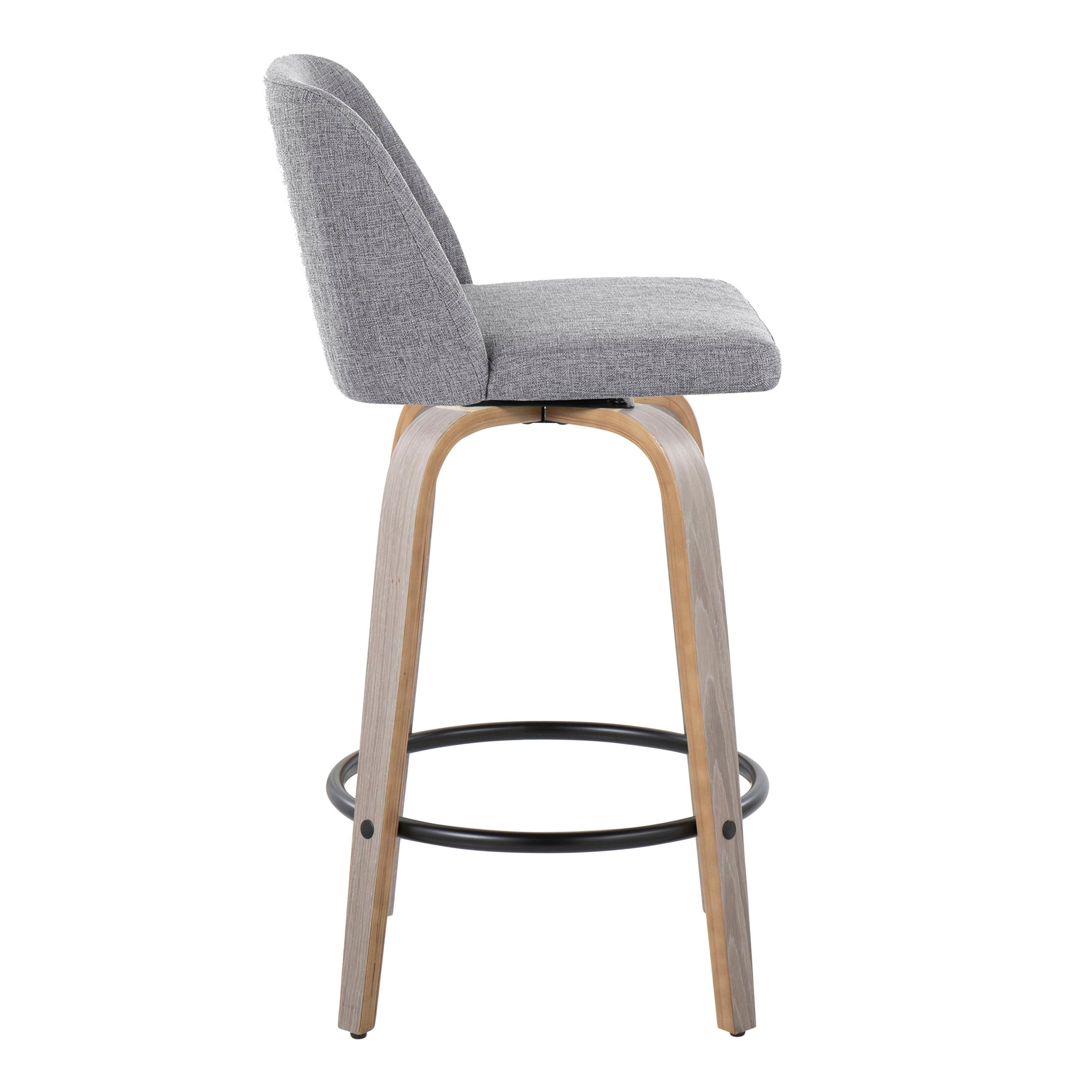 Toriano - Contemporary Fixed Height Counter Stool With Swivel &amp; Round Footrest (Set of 2)