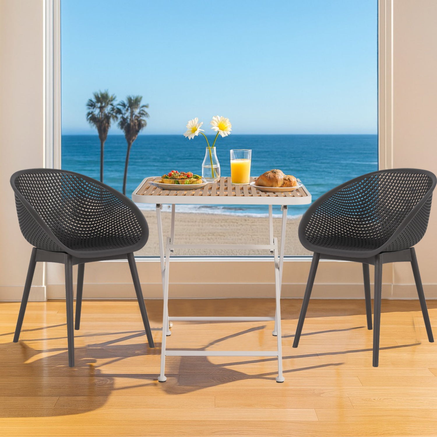 2 Pack Lounge Chair Set &amp; Folding Square Table