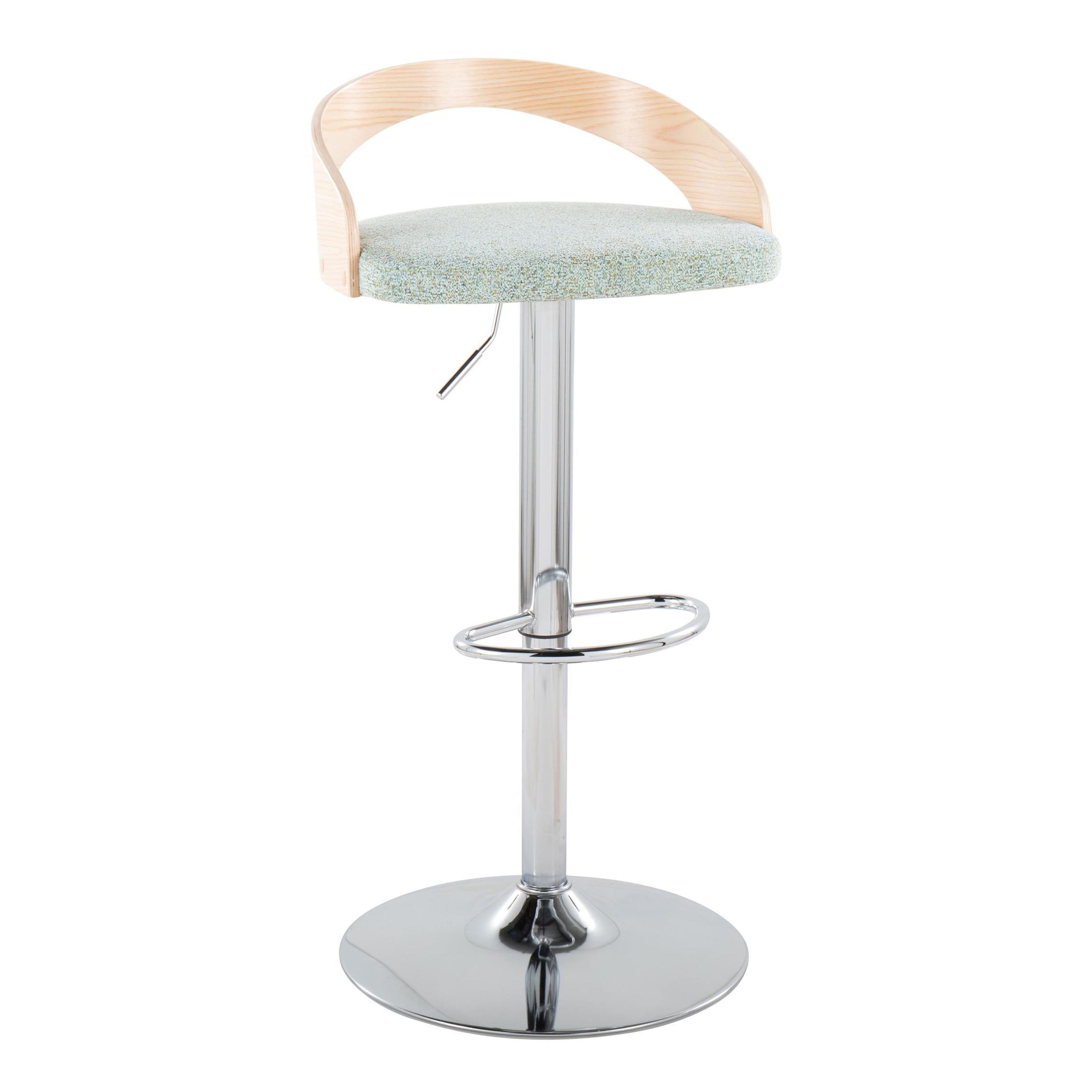 Grotto - Mid Century Modern Adjustable Height Barstool &amp; Swivel With Oval Footrest (Set of 2)