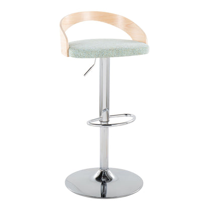 Grotto - Mid Century Modern Adjustable Height Barstool &amp; Swivel With Oval Footrest (Set of 2)