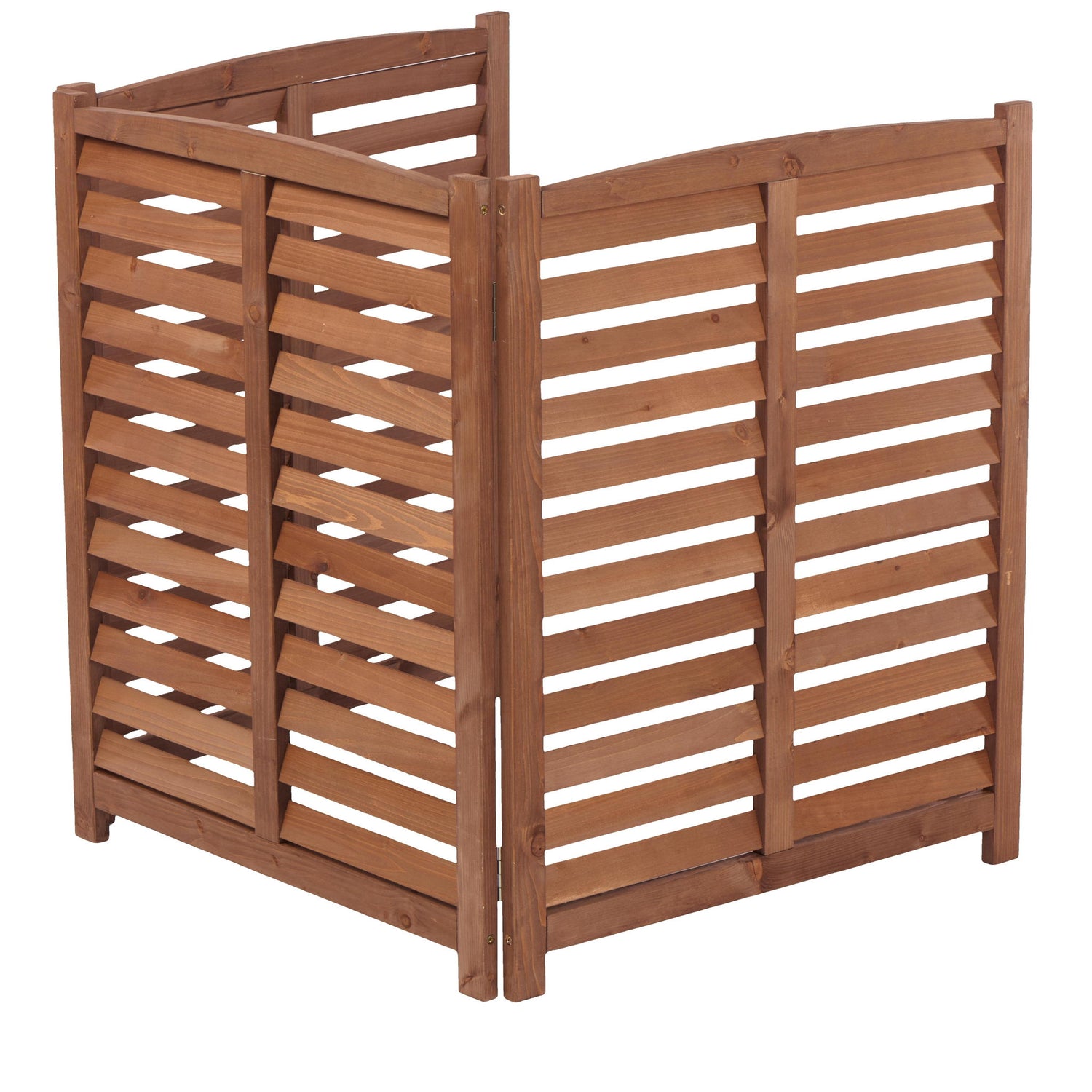 3 Panel Outdoor Air Conditioner Fence With Privacy Screen - Brown