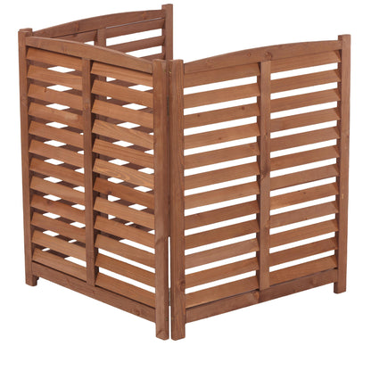 3 Panel Outdoor Air Conditioner Fence With Privacy Screen - Brown