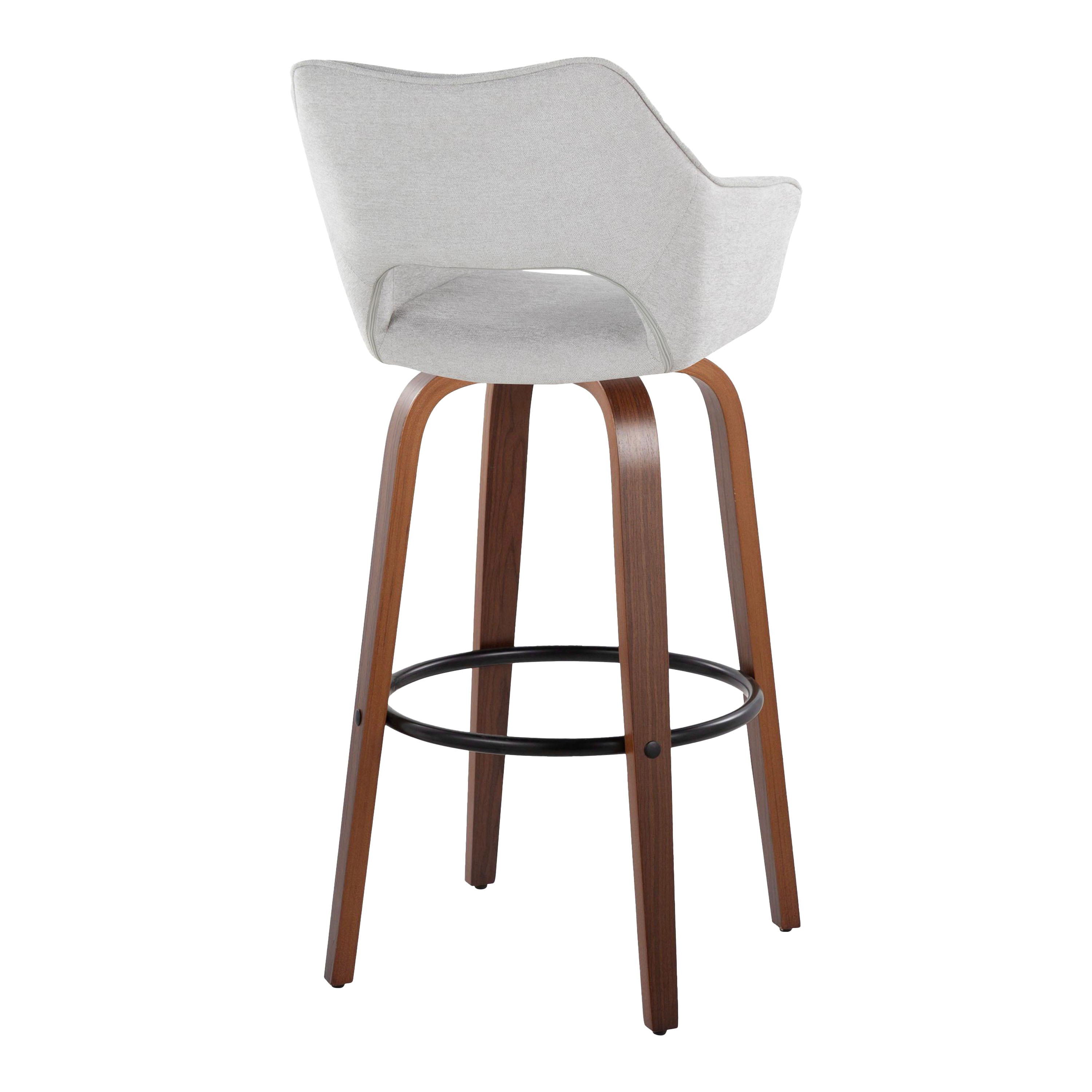 Mustang - Contemporary Fixed Height Barstool With Swivel &amp; Round Footrest (Set of 2)