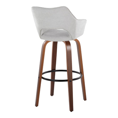 Mustang - Contemporary Fixed Height Barstool With Swivel &amp; Round Footrest (Set of 2)