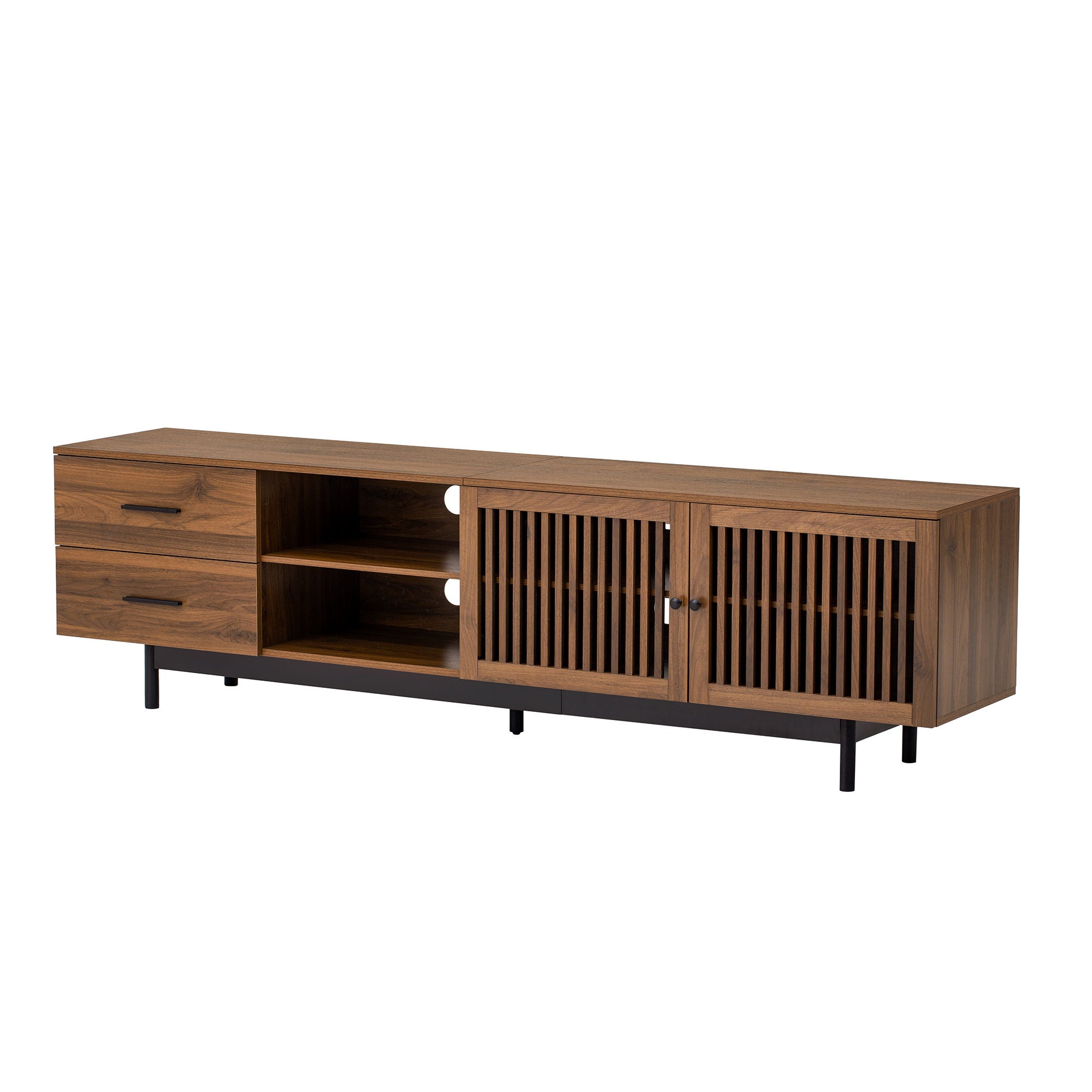 78" TV Stand For TVs Up To 85" Entertainment Center With Deep Drawers &amp; Cable Management, Soft Closing Hinges - Walnut
